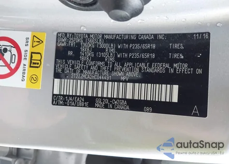 2017 Lexus Rx 350 из США, поврежденный, VIN 2T2ZZMCA2HC044491